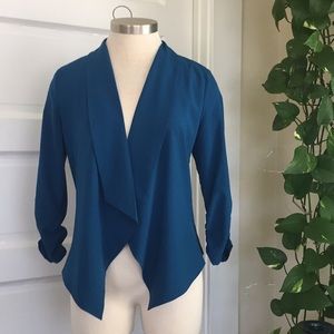 3/4 length sleeve teal light weight blazer
